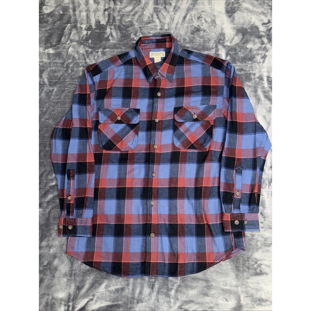 Duluth Trading Co Mens Heavyweight Flannel Shirt Size L Plaid Utility